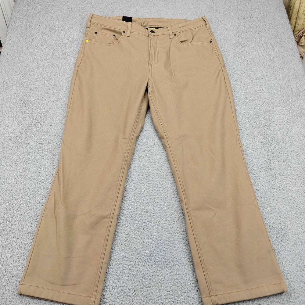 CAT Fleece Lined Canvas Pants Mens 40x30 Tan Workwear Straight Leg‎ Warm Heavy